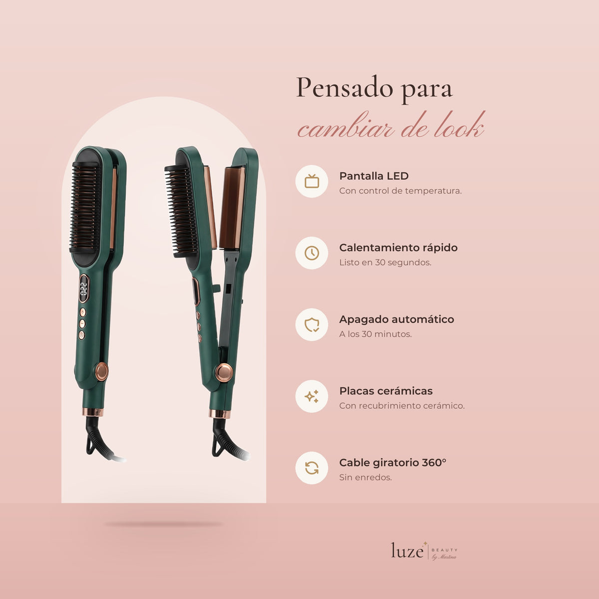 Cepillo plancha y ondulador 2 en 1